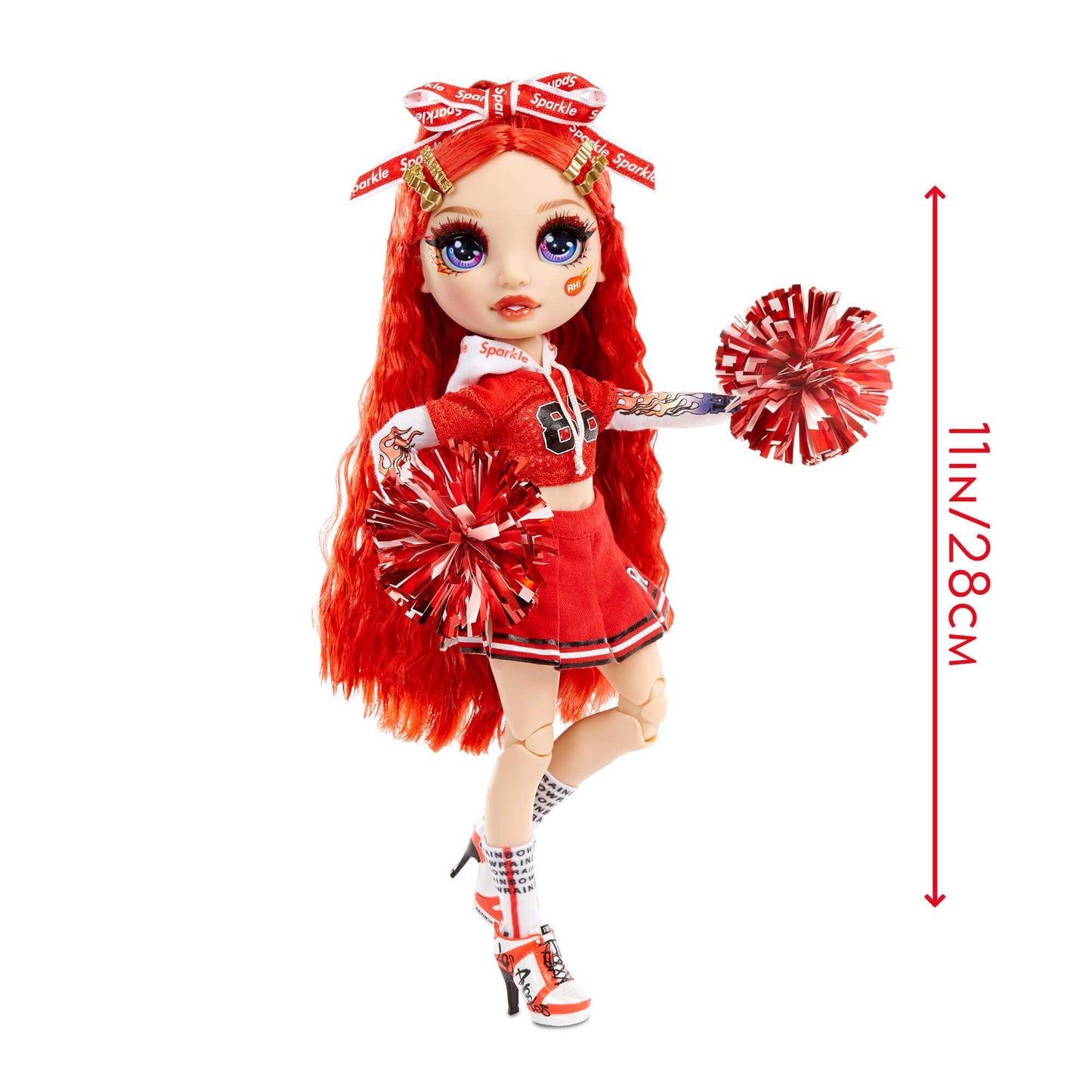 Rainbow High Cheer Ruby Anderson - Red Cheerleader Fashion Doll with 2 Pom Poms and Doll Accessories, for Kids 6-12 Years Old