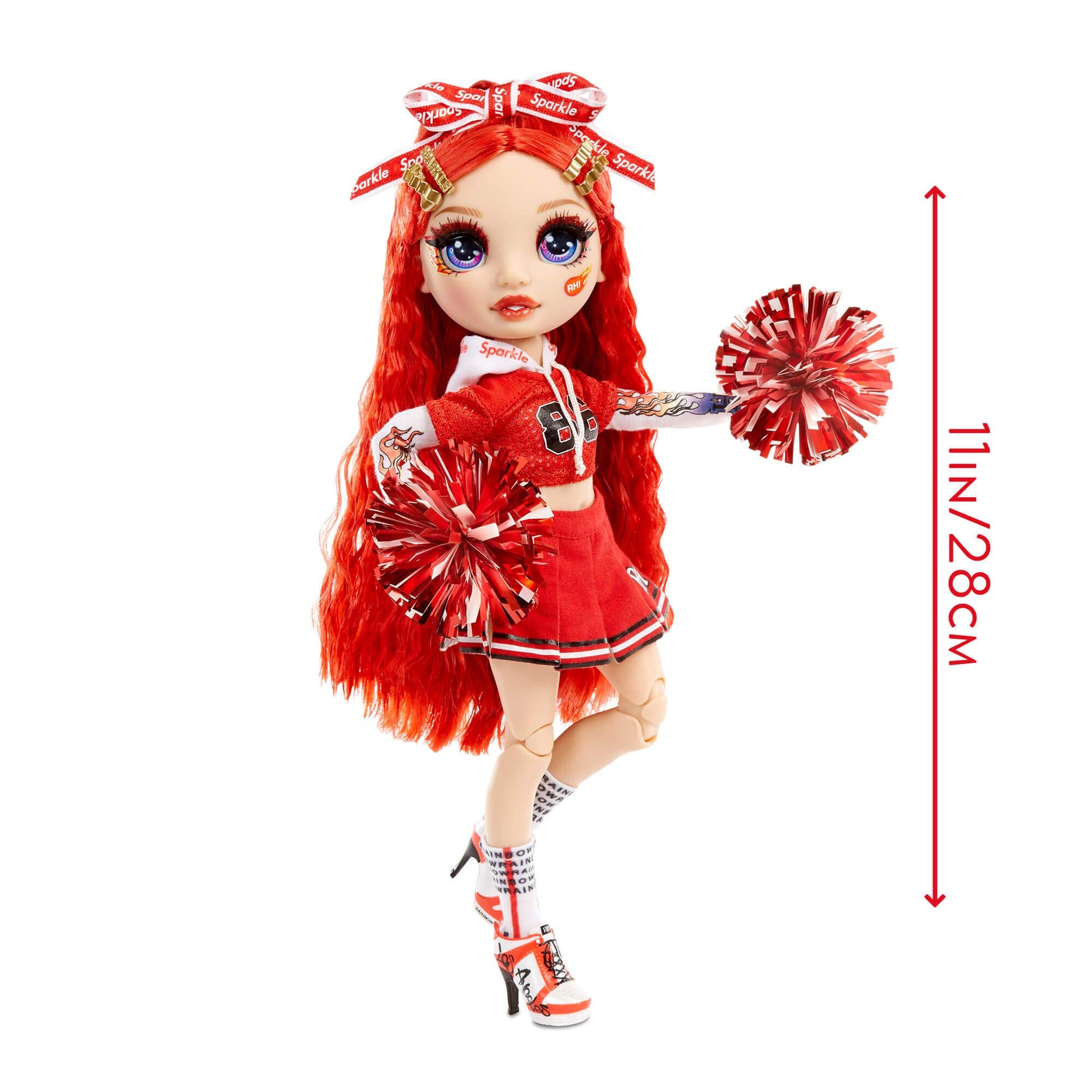 Rainbow High Cheer Ruby Anderson - Red Cheerleader Fashion Doll with 2 Pom Poms and Doll Accessories, for Kids 6-12 Years Old