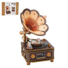 Rnfinewow 3D Puzzles for Adults, Wooden Cat Gramophone Music Box Handmade Model Kit DIY Crafts, 3D Wooden Music Box Puzzles Vintage Gramophone