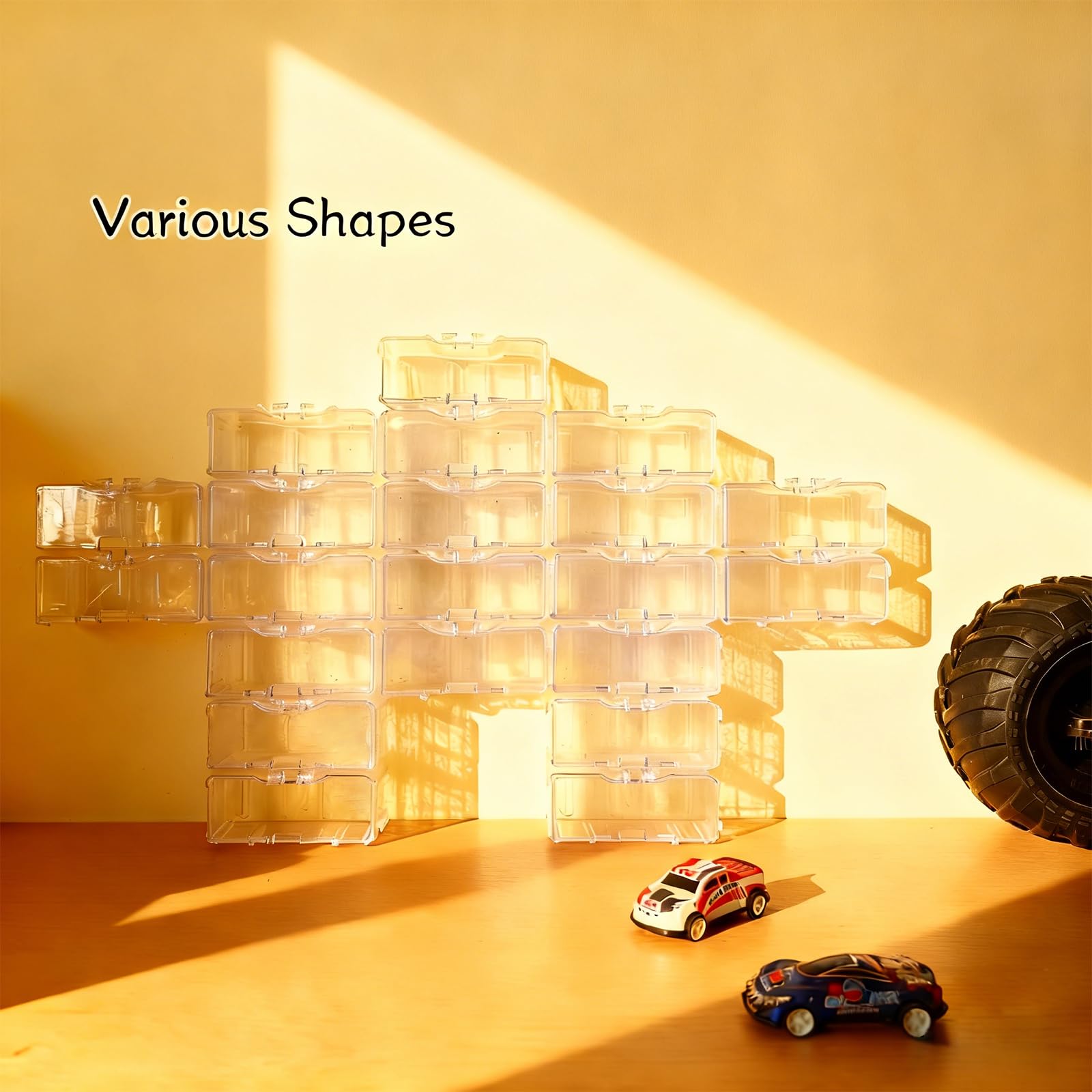 40 Pcs 1/64 Scale Toy Car Display Case for Hot Wheels, Matchbox, Model & Mini Cars - Clear Acrylic Storage Organizer with Snap-On Dust Cover for