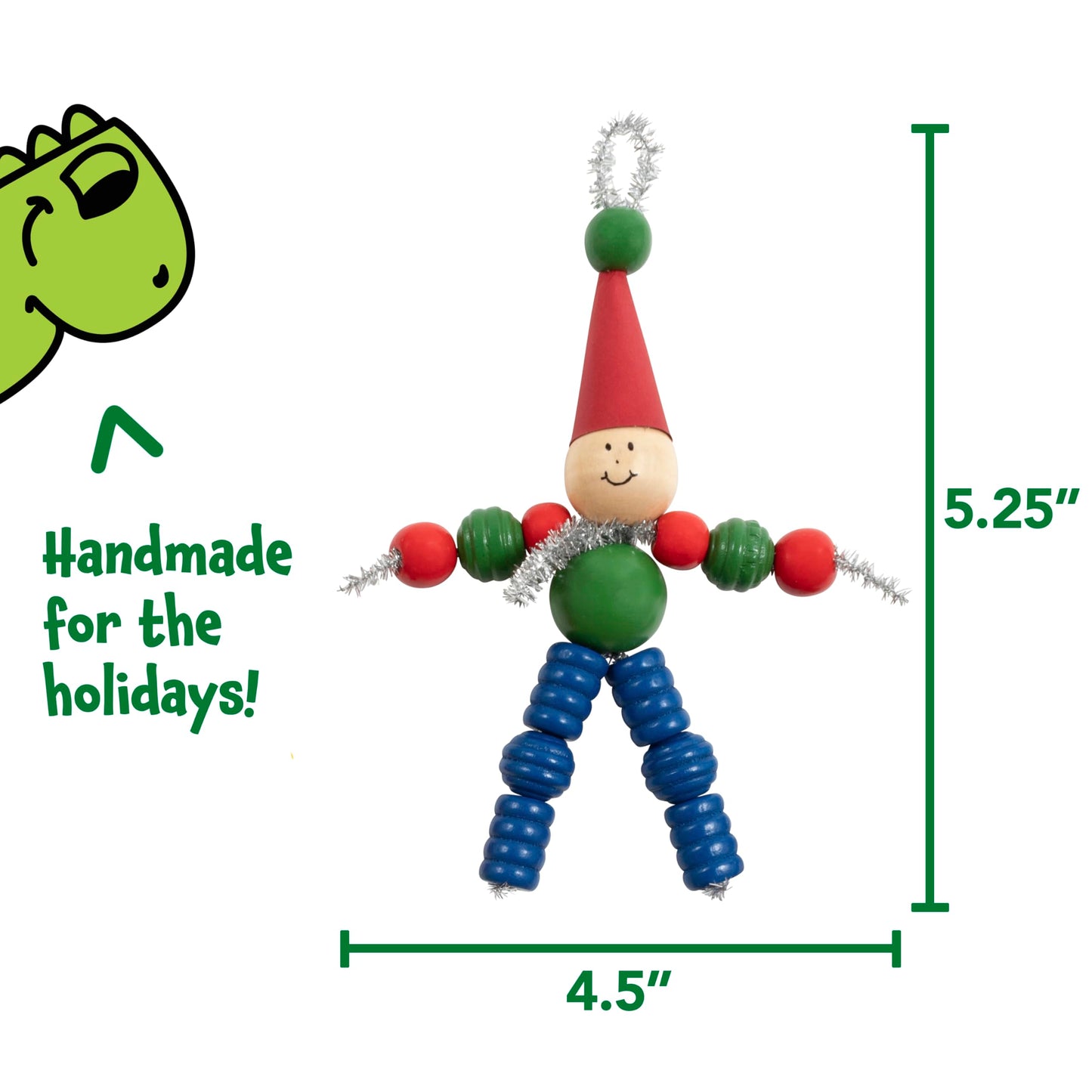READY 2 LEARN Christmas Crafts - Create Your Own Bead Elves - Set of 4 - DIY Ornaments for Kids - Christmas Tree Decoration - All Materials Included