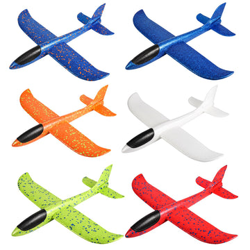 IJRPLM 6 Pack Airplane Toys, 17.5 Inch Large Throwing Foam Plane, 2 Flight Mode Glider Plane Flying Toy, Foam Airplanes for Kids 3-7 Year Olds