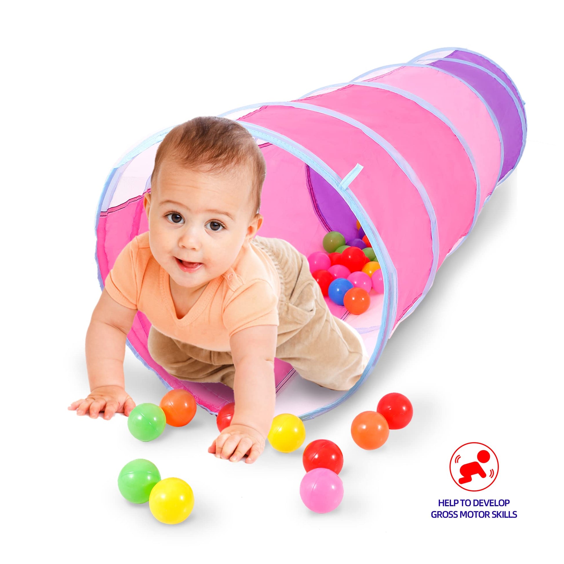 Play Tunnel for Toddlers 1-3, Tunnel for Kids to Craw Through Sensory Toys for 1 Year Old Boy Girl Babies Kids, Indoor Outdoor Great for Motor