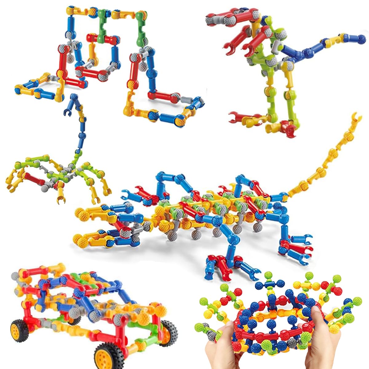 KUTOI Stem Building Blocks Set - 167 Pcs With Wheels - Ideal for 5 Year Old Boys and Girls - Educational and Creative Building Games