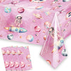 4 Pieces Outer Space Girls Birthday Table Cloth 54'' x 108'' Pink Space Table Covers for Astronauts Theme Girls Baby Shower 1st 2nd 3rd 4th 5th