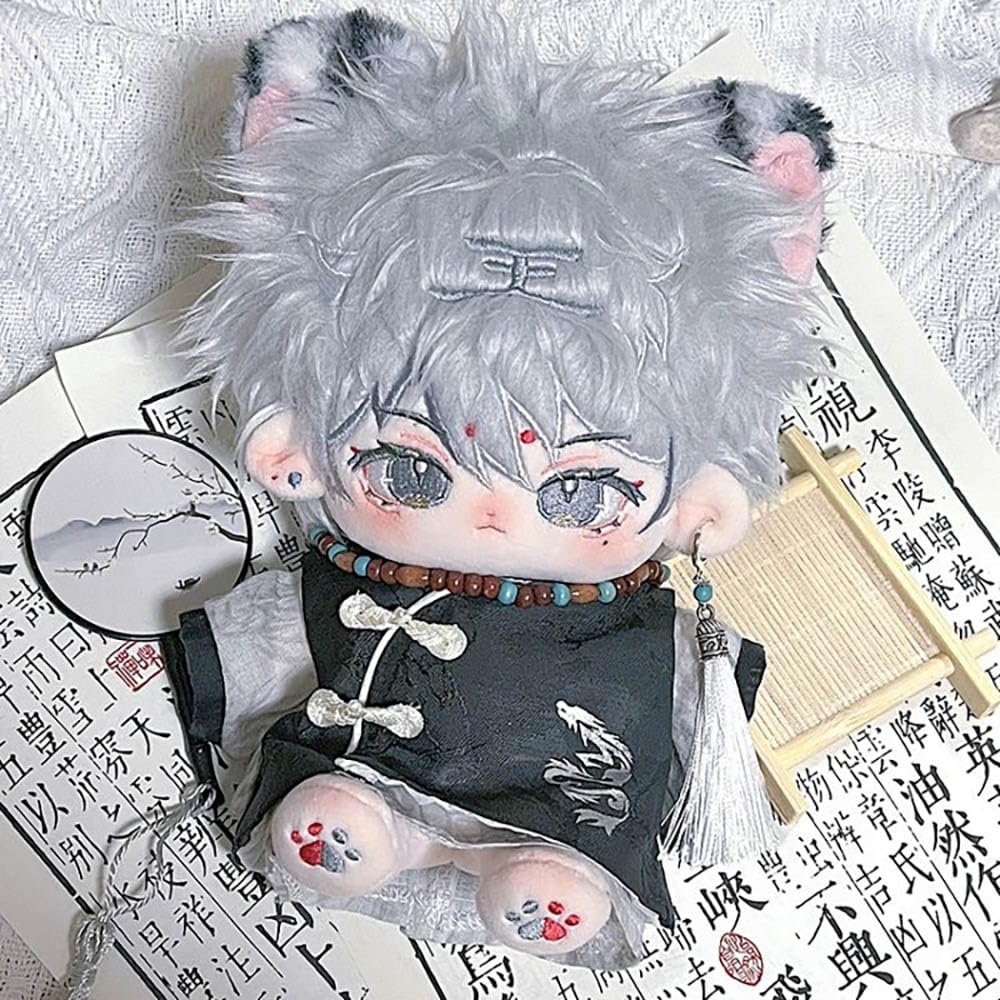 niannyyhouse 20cm Doll Clothes Coat Vest Accessories Hanbok Sets 8in Plush Doll Dress Up (Black)
