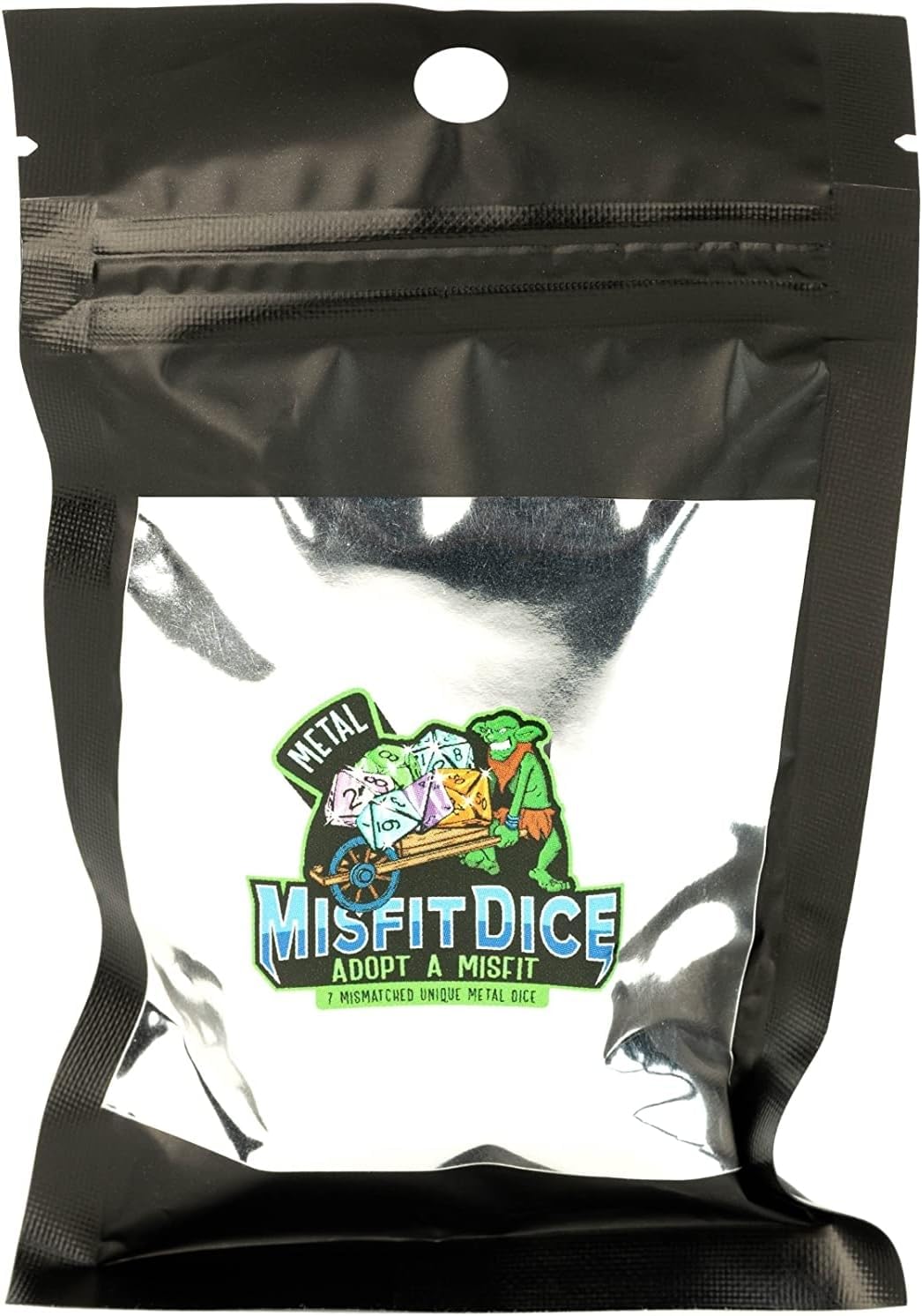 FanRoll Mystery Misfit Metals: Bag of 7 Assorted Polyhedral 16mm Metal Dice