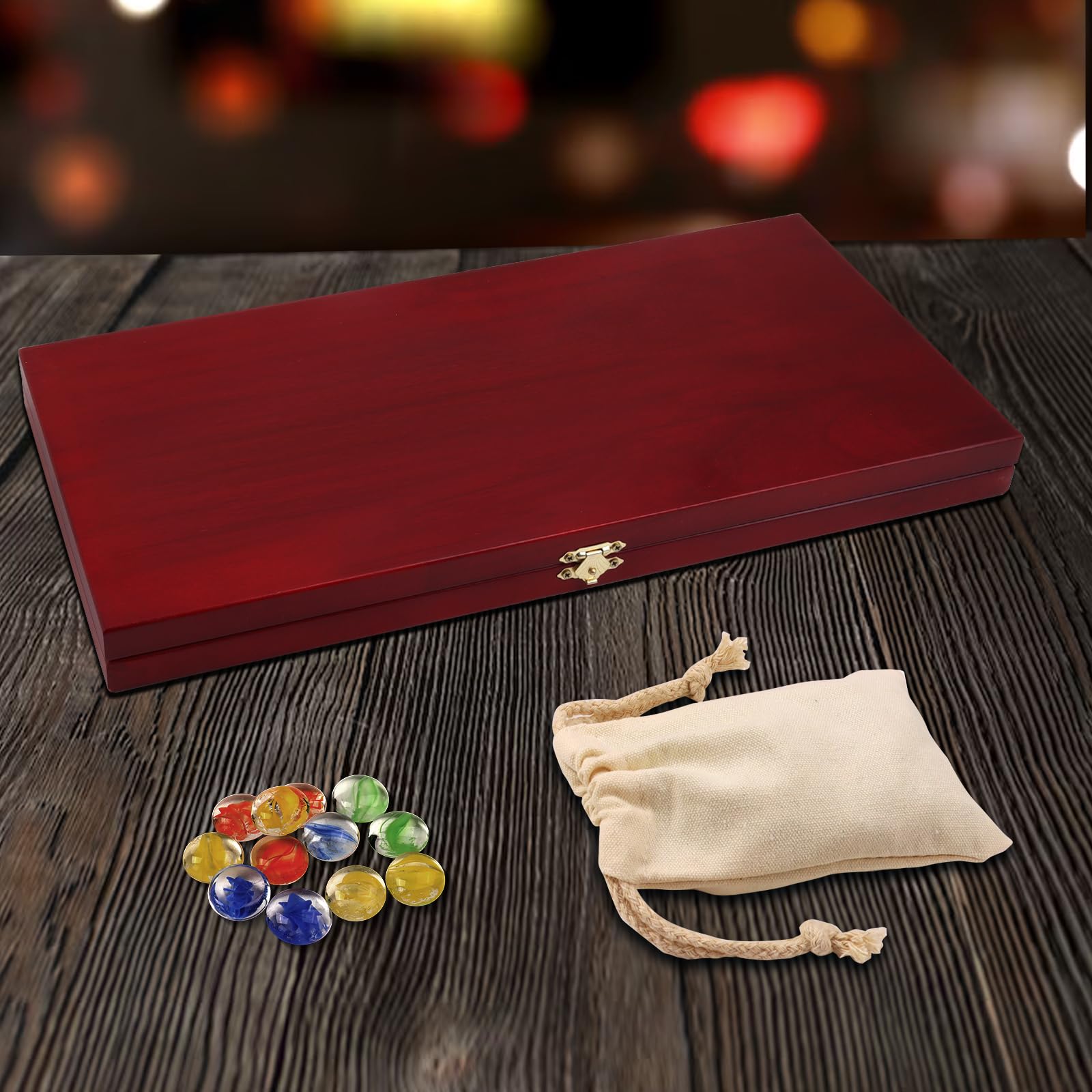 GSE Games & Sports Expert 4-Player Mancala Board Game with Multi-Color Glass Stones, Folding Wooden 4-Way Mancala Family Travel Strategy Games Set