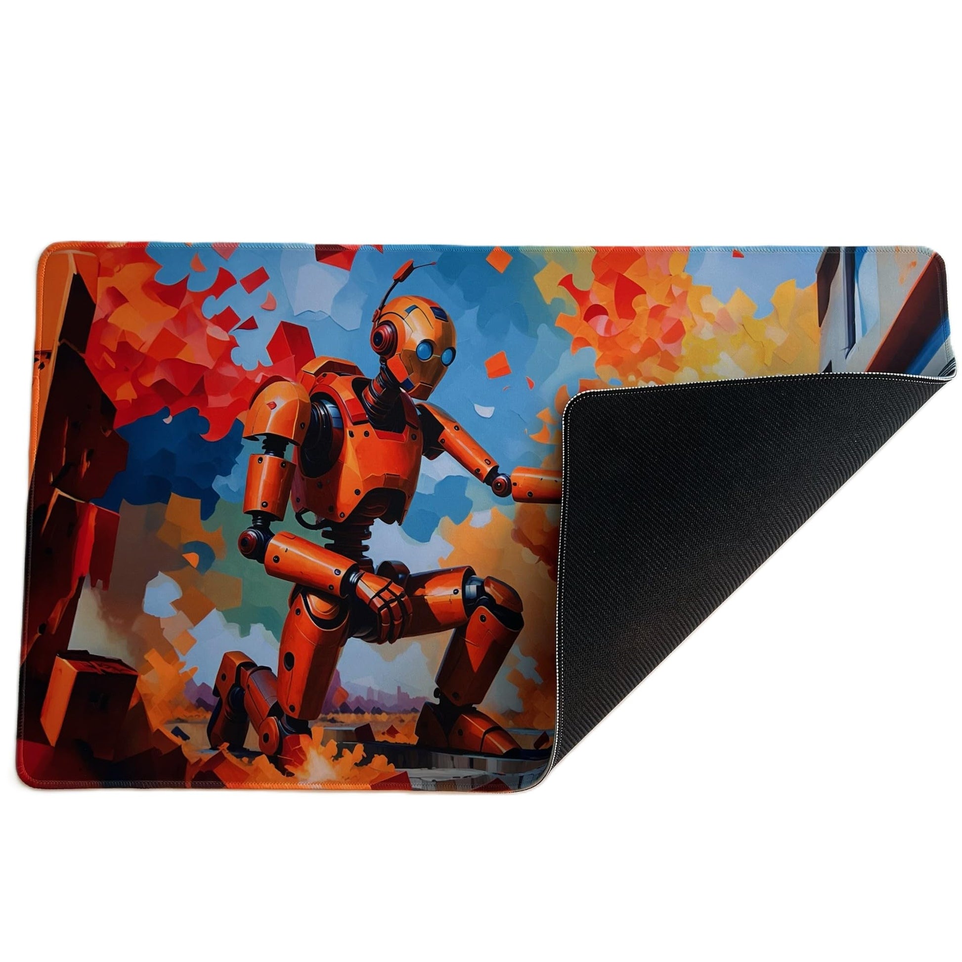 Foxtrot Designs TCG Playmat, 24in x 14in, Premium Stitched Edges, Non-Slip Base for MTG and Other Trading Card Games. MTG Playmat. (District 10)