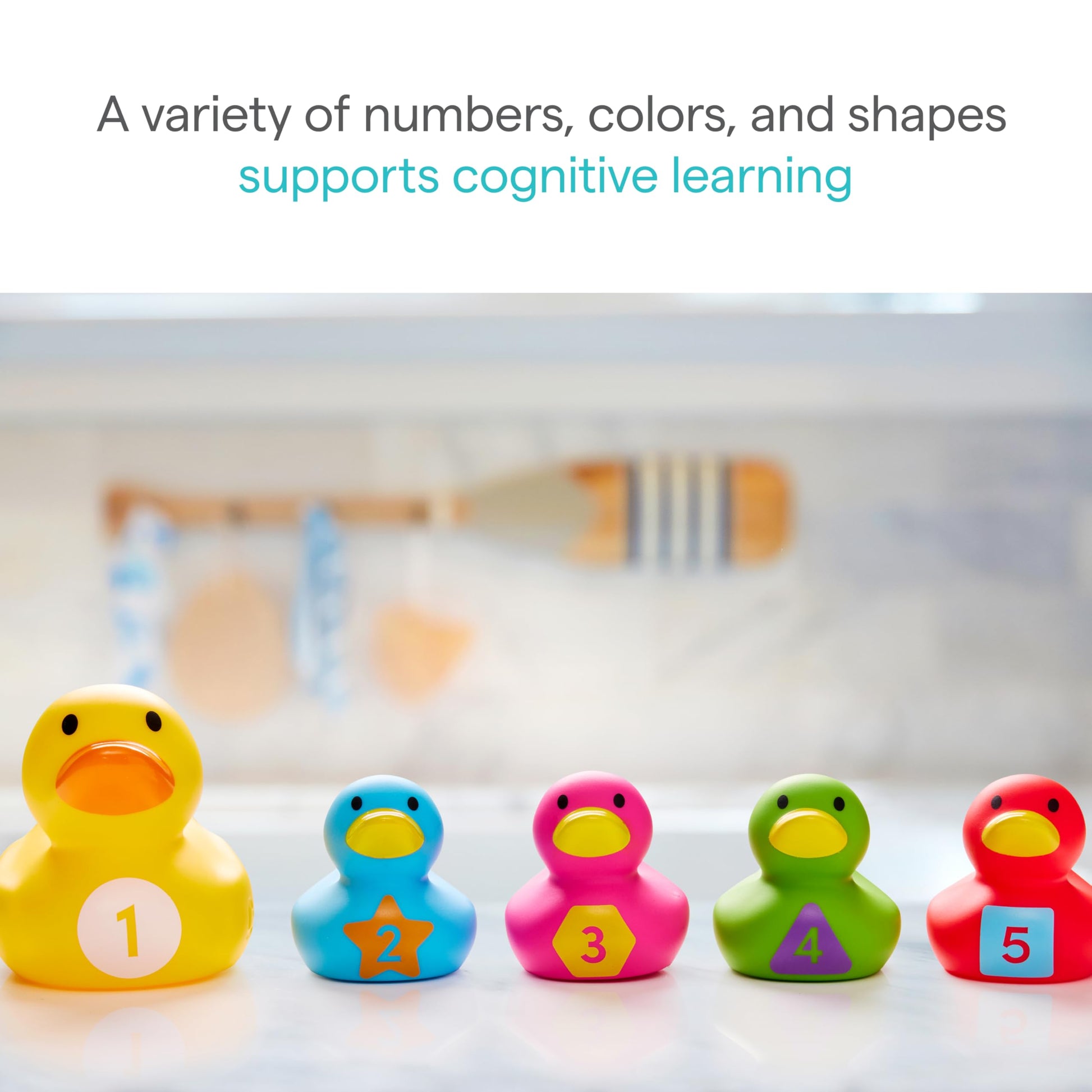 Munchkin Count & Quack Duckies Bath Toys for Toddlers and Babies, Watertight Mama Duck and Ducklings, Kids 9+ Months, Helps Teach Numbers, Counting