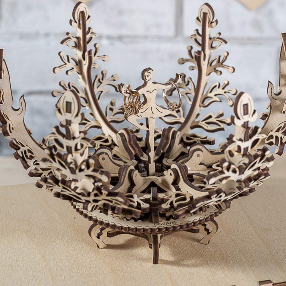 DIY Wooden Mechanical Transmission Woman Flower Gear Rotate Puzzle Model Valentine's Day Birthday Gift Grownups