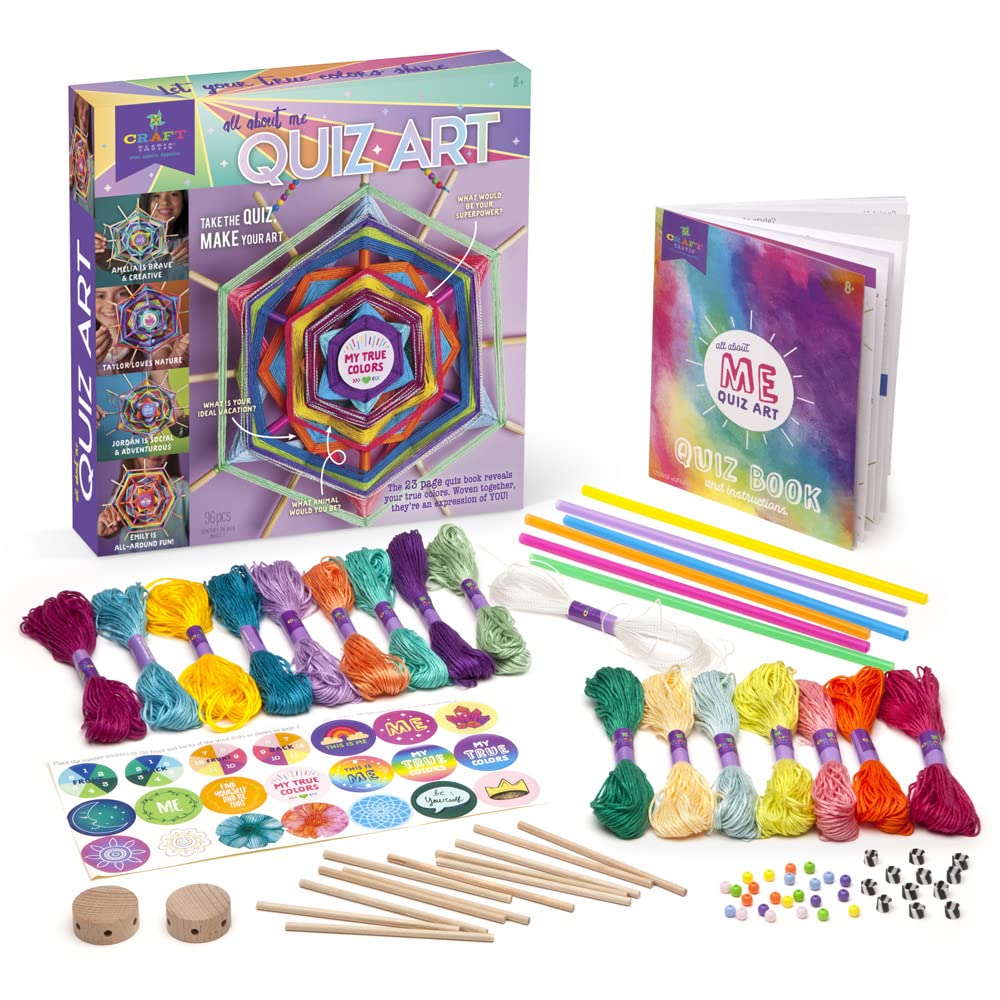 Craft-tastic - All About Me Quiz Art - Craft Kit - Answer Fun Questions to Make a Personalized Piece of Art - Ages 8+