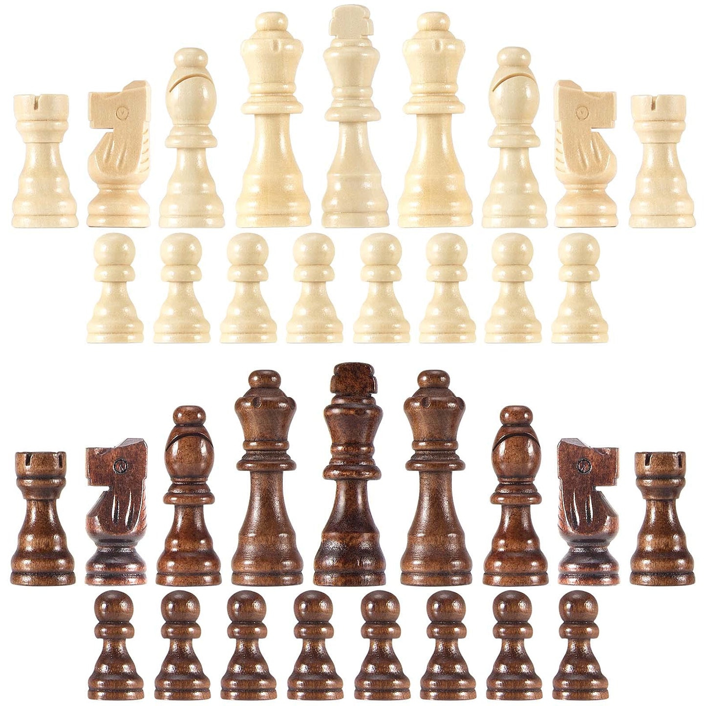 AMEROUS Wooden Chess Pieces Only, 32 Pieses / 3.05" King/Storage Bag/Gift Package, Standard Tournamen Staunton Wood Chessmen for Chessboard