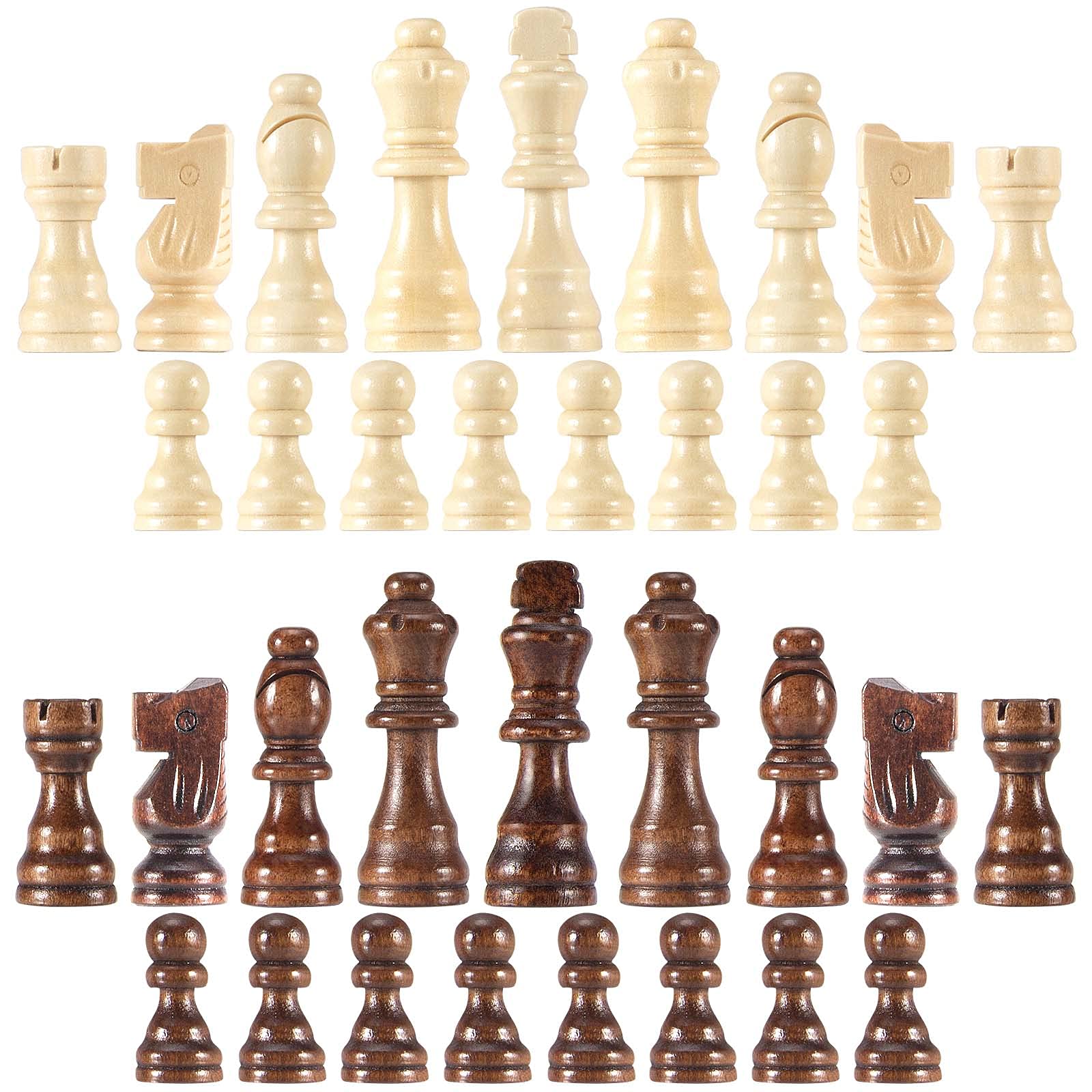AMEROUS Wooden Chess Pieces Only, 32 Pieses / 3.05" King/Storage Bag/Gift Package, Standard Tournamen Staunton Wood Chessmen for Chessboard