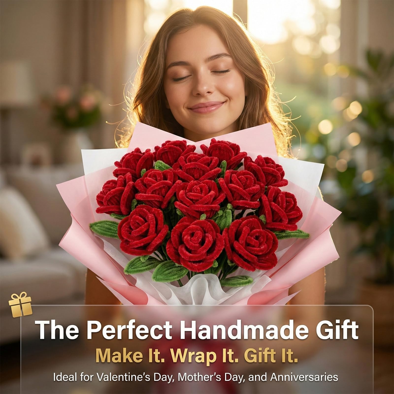 500 PCS Pipe Cleaner Flower Kit,Chenille Stems for Craft with Floral Wire