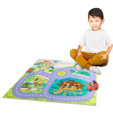 Bluey Play Mat with Car Set for Kids - Bundle of Playmats with Vehicle, Stickers, Door Hanger | Bluey Activity Play Sets for Girls, Boys