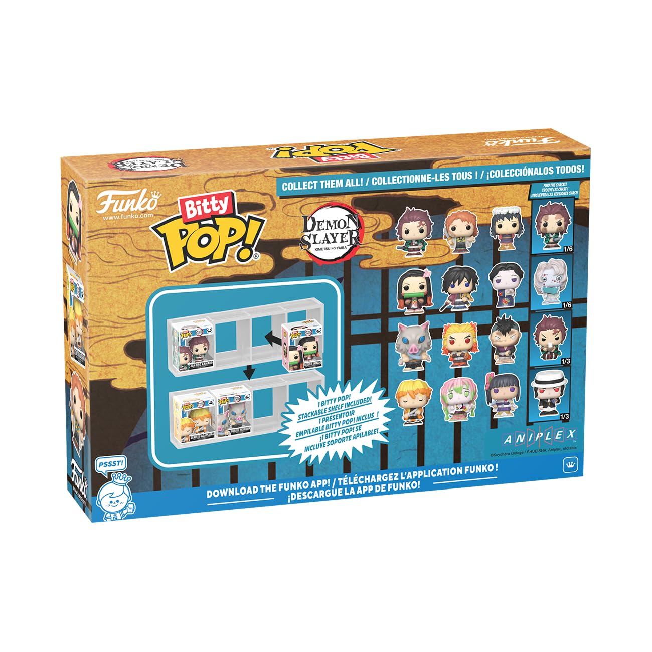 Funko Pop! Bitty 4pk: Demon Slayer - Nezuko Kamado, Giyu Tomioka, Tamayo, and Mystery Figure - 0.9 Inch (2.2 Cm) Collectable - Stackable Display Shelf