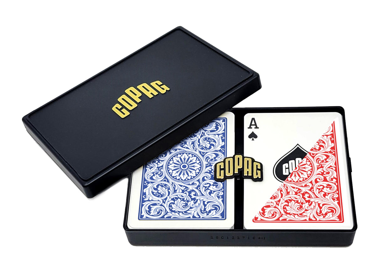 Copag 1546 Design 100% Plastic Playing Cards, Poker Size (Standard) Red/Blue (Regular Index, 1 Set)