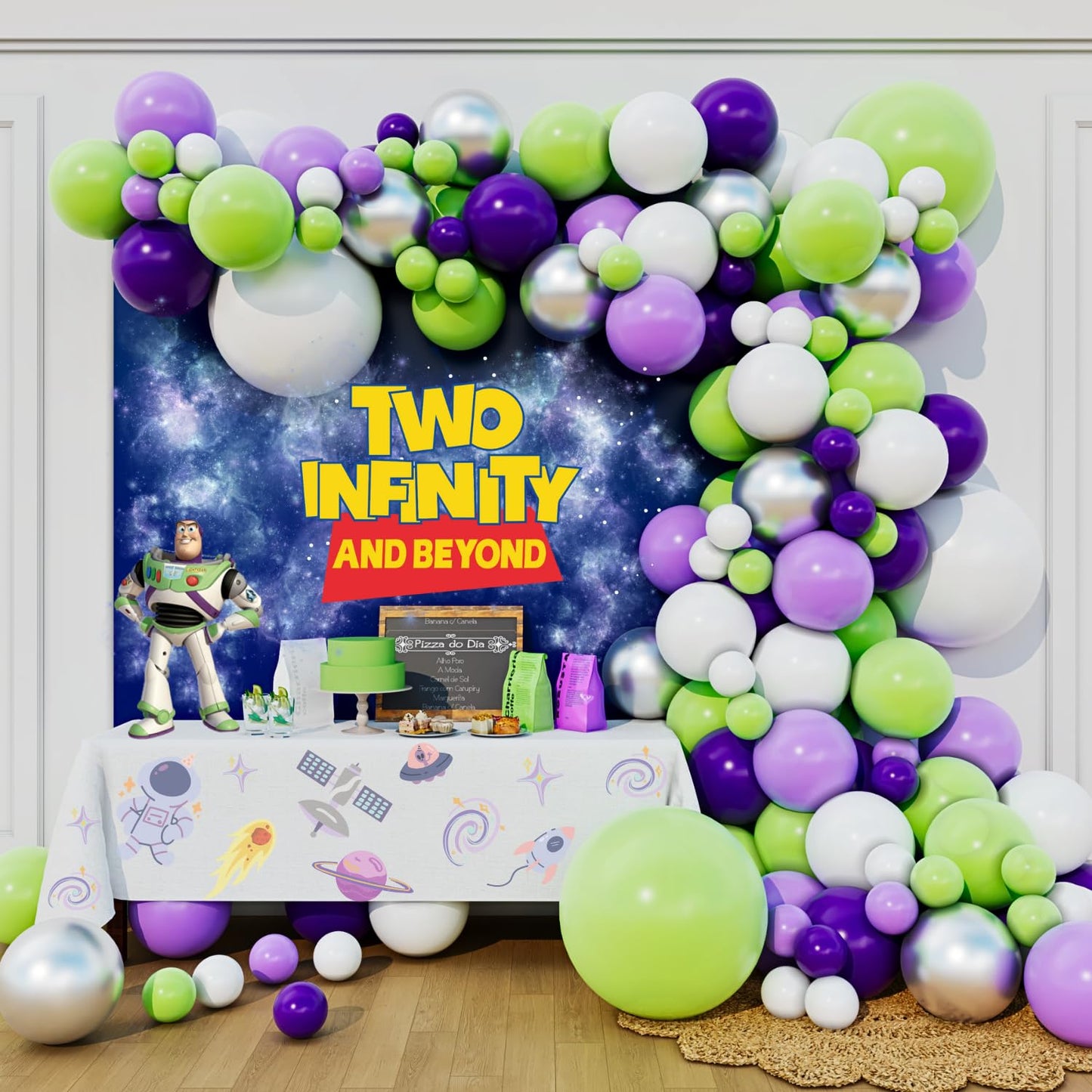 Beaumode Boy Story Balloon Arch Garland Green Purple Balloon Kit for It’s a Boy Story Baby Boy Shower Western Cowboy Space Adventure Theme Kids 2d