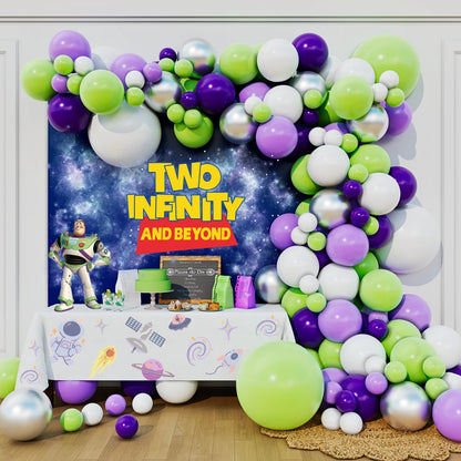 Beaumode Boy Story Balloon Arch Garland Green Purple Balloon Kit for It’s a Boy Story Baby Boy Shower Western Cowboy Space Adventure Theme Kids 2d