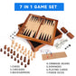 GSE Games & Sports Expert Wooden 7-in-1 Chess, Checkers, Backgammon, Dominoes, Cribbage Board, Playing Card & Poker Dice Game Combo Set (Deluxe)