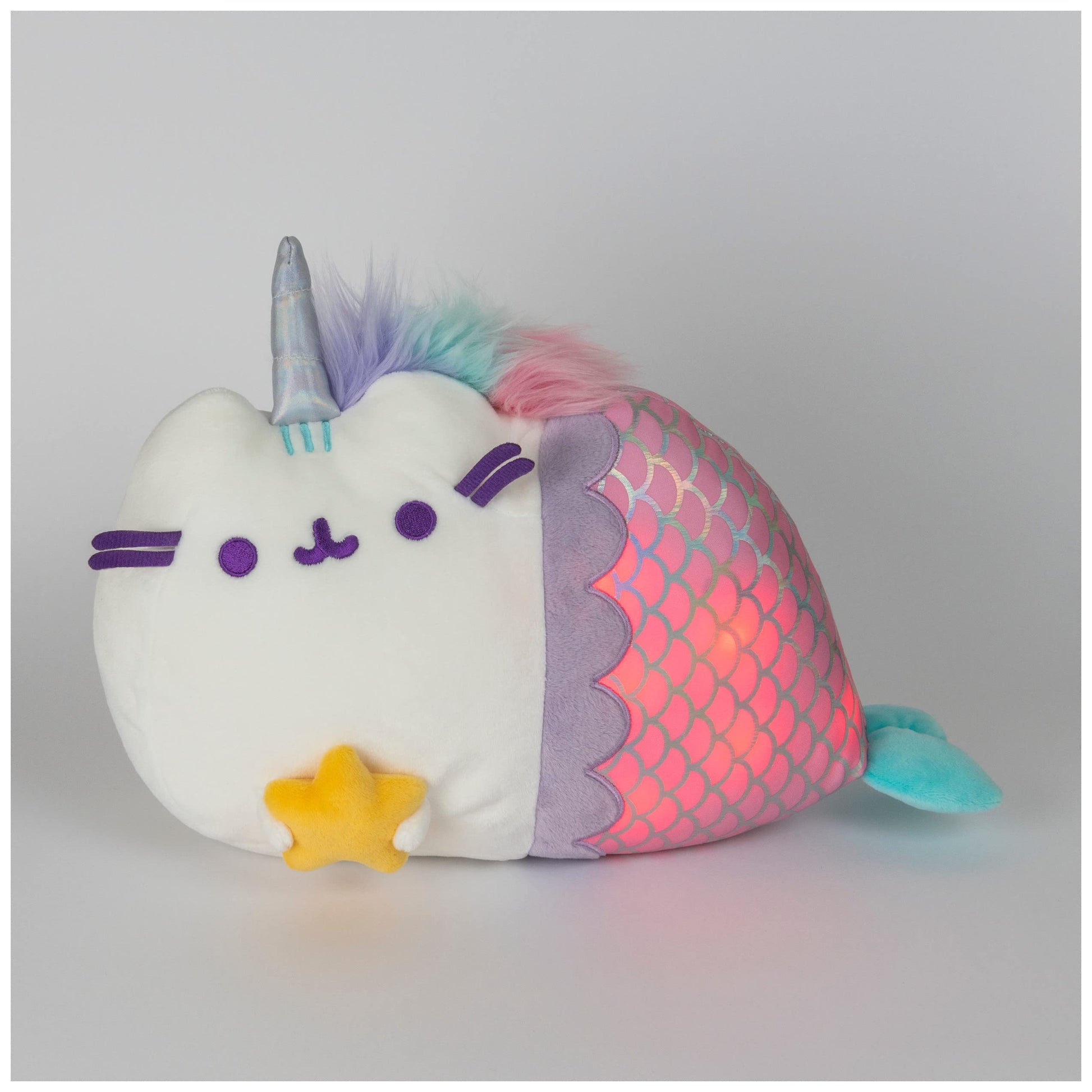 GUND Pusheen Magical Lights Mermaid Pusheenicorn Touch-Activated Light Up Cat Plush Stuffed Animal, 12”
