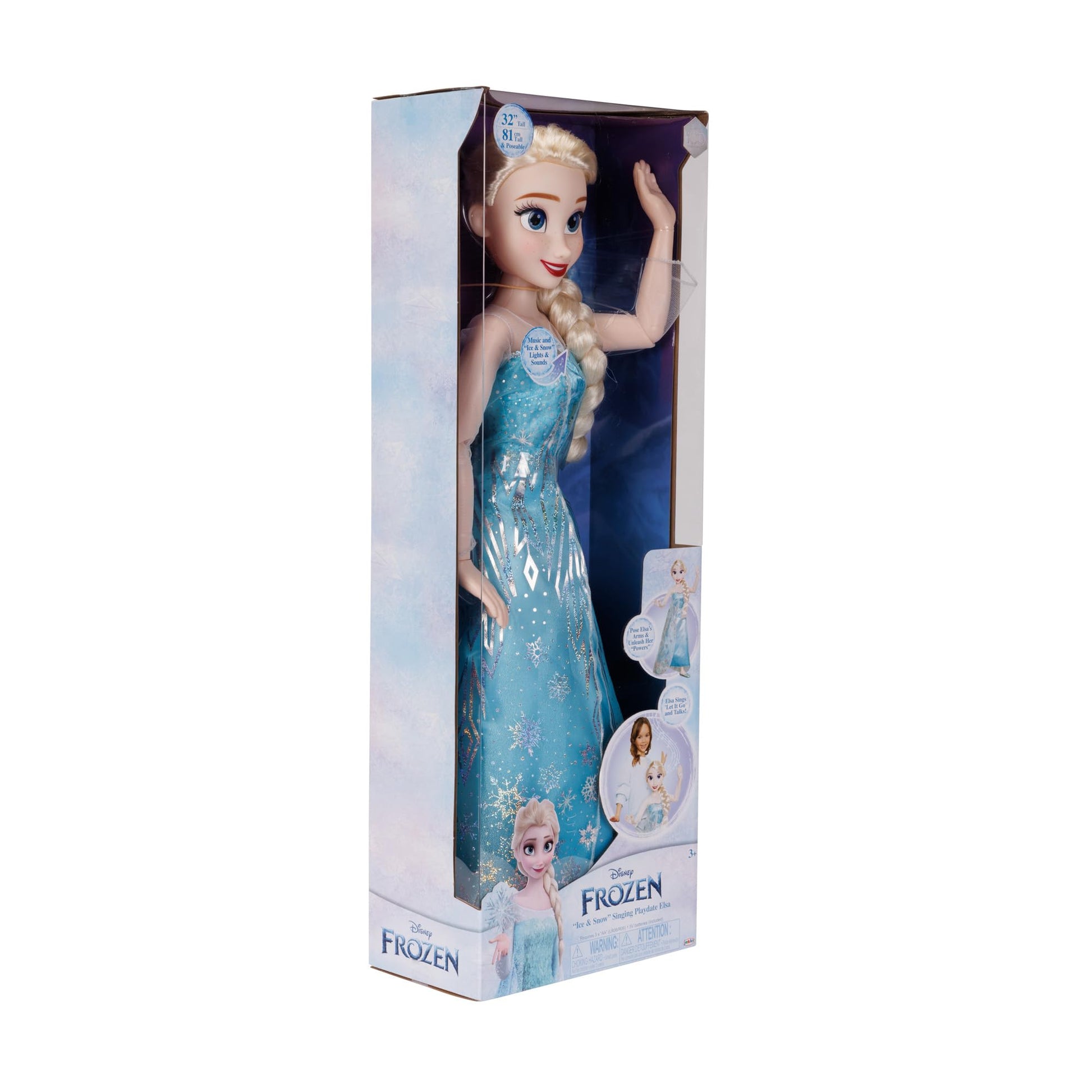Disney Frozen Elsa Doll, 100 Ice Powers, Light Up & Music Sounds, Stands 32 Inches Tall, Sings 'Let It Go', Great for Girls