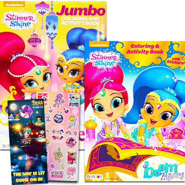 Shimmer and Shine Coloring Book Bundle Set -- 2 Books, Over 50 Stickers, Crayons and Licensed "Little Princess" Stickers (Shimmer and Shine Party