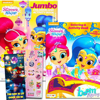 Shimmer and Shine Coloring Book Bundle Set -- 2 Books, Over 50 Stickers, Crayons and Licensed "Little Princess" Stickers (Shimmer and Shine Party
