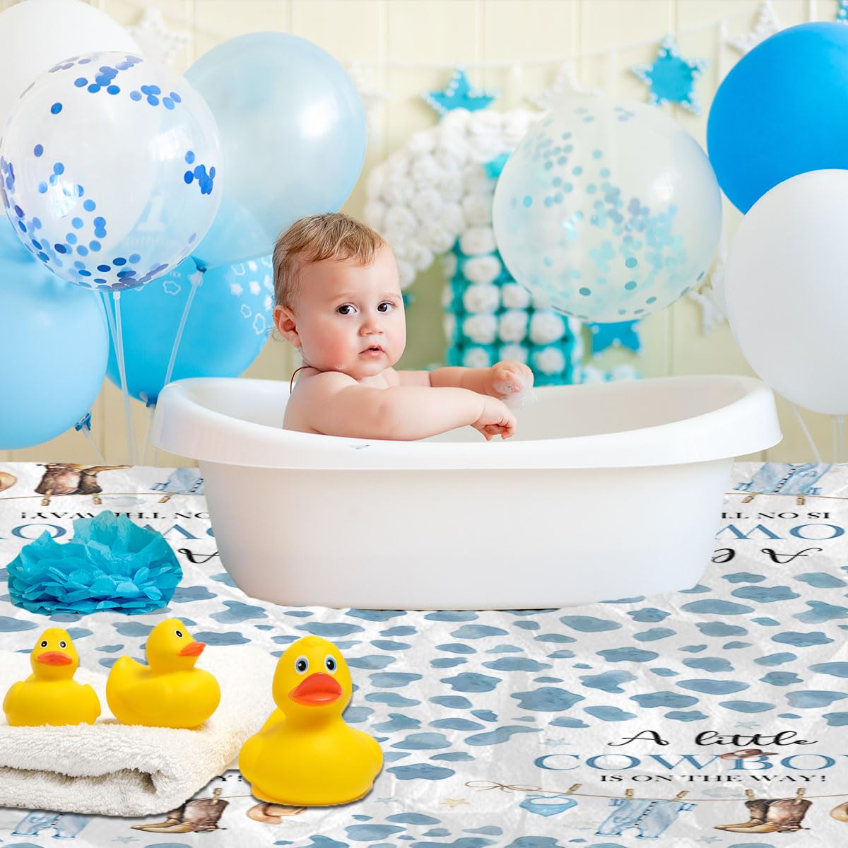 Pymurod Little Cowboy Baby Shower Decorations-3pcs Western Tablecloth Cowboy Table Cover for Cowboys Western Themed Baby Shower Party Decorations