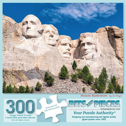 Bits and Pieces 300 Piece Puzzles for Adults 300 Large Pieces 18" x 24" Jigsaw Puzzles - Mt Rushmore, Random Die Cut, No 2 Pieces Alike, Mount