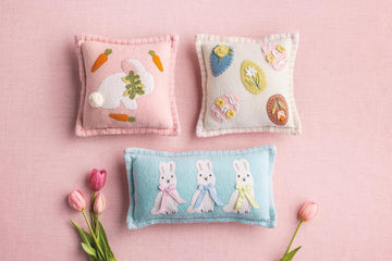 Mud Pie Easter Bunny and Carrots Felted Mini Pillow