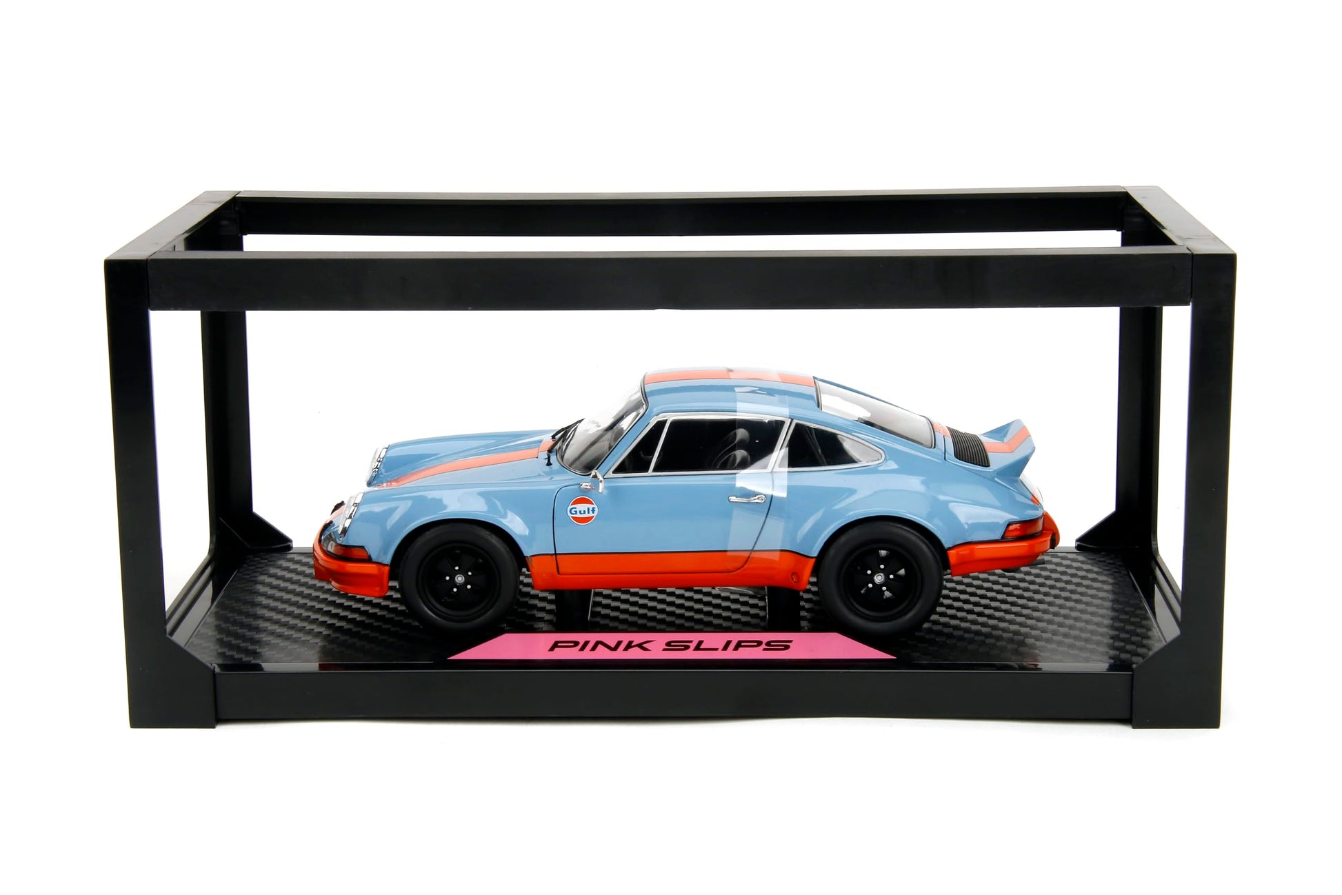 Jada Pink Slips 1973 Porsche 911 RSR - 1:18 Scale Diecast Model with Gulf Livery, Opening Doors and Working Steering - for Collectors and Enthusiasts