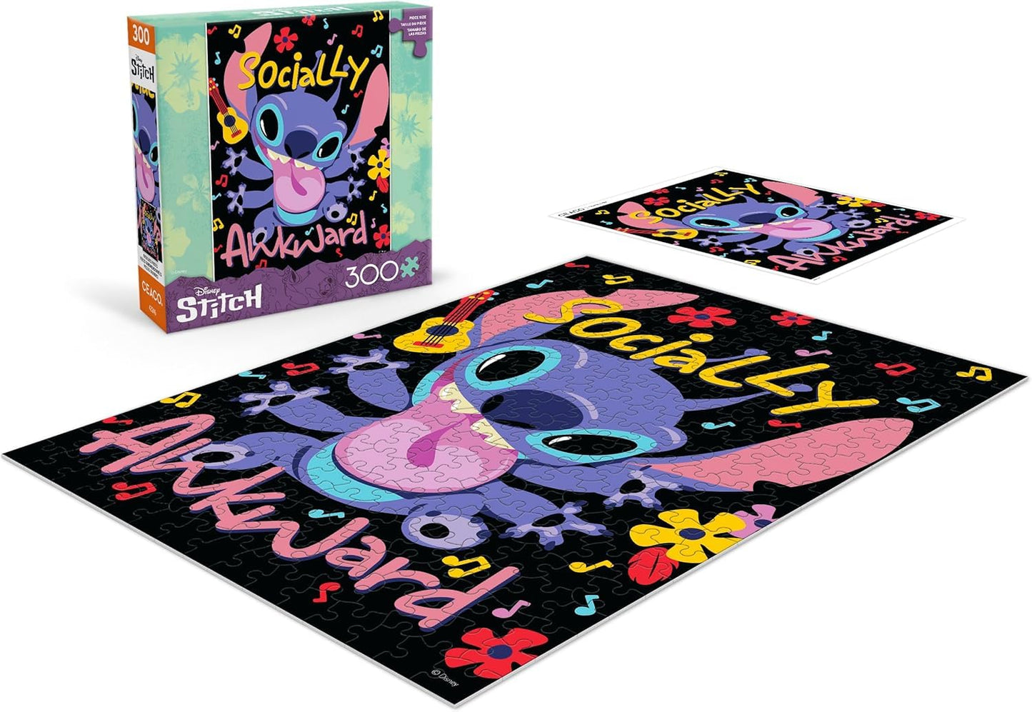 Ceaco - Disney Stitch Socially Awkward - 300 Large Piece Puzzle for Adults