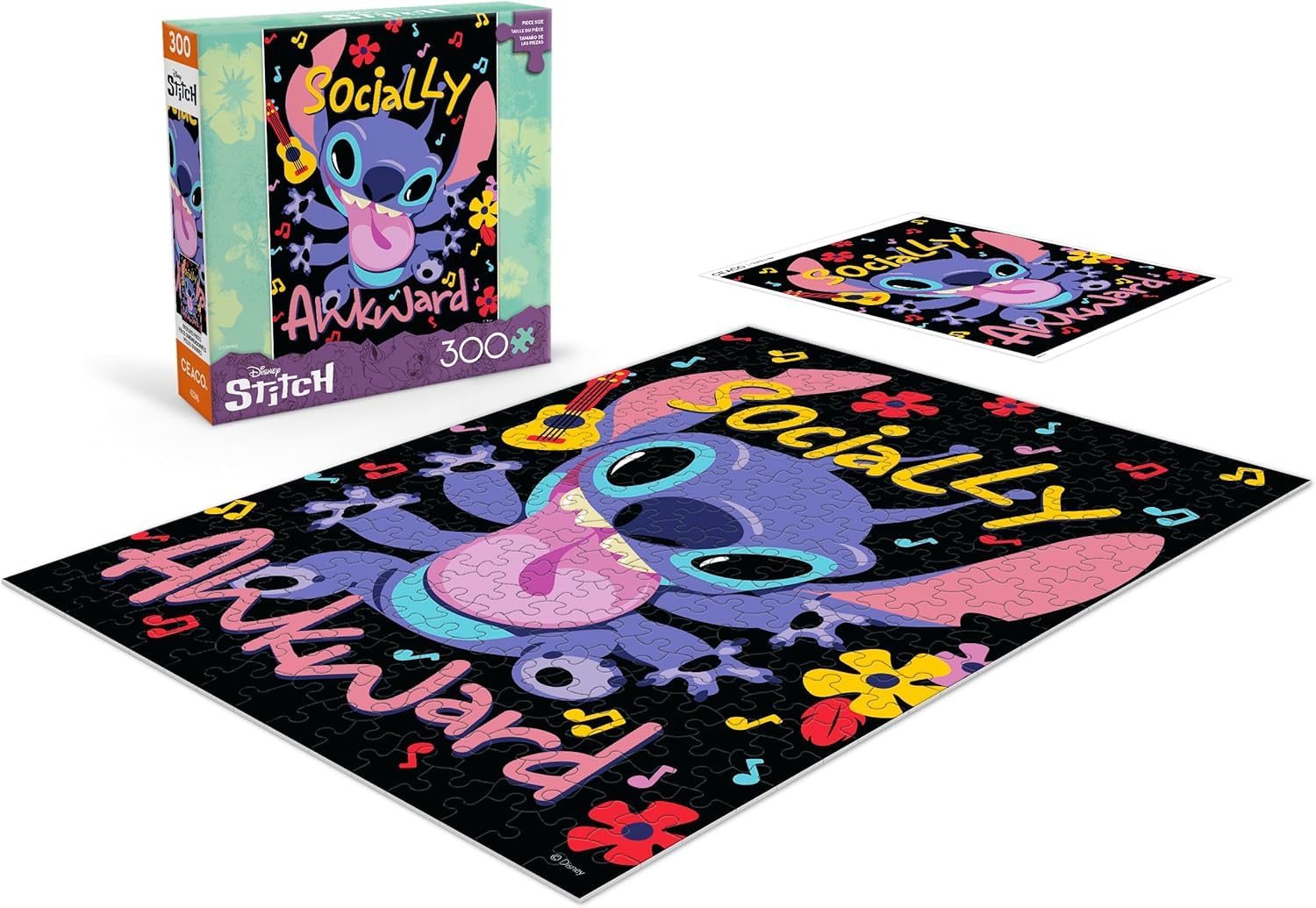 Ceaco - Disney Stitch Socially Awkward - 300 Large Piece Puzzle for Adults