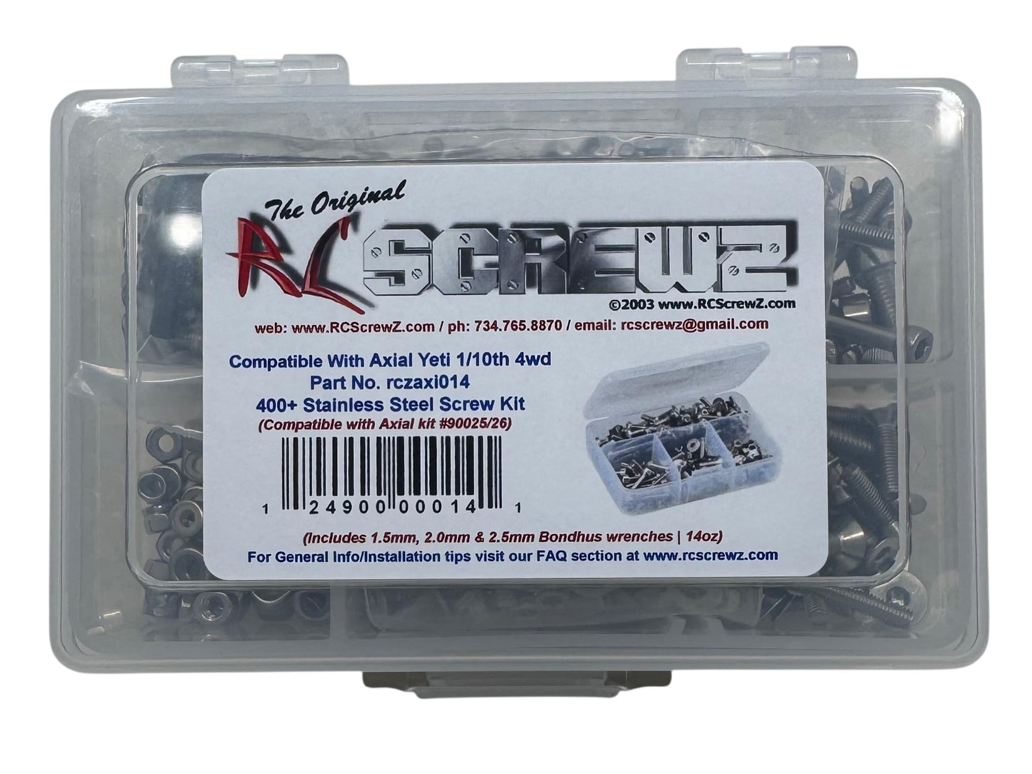 Axi014 - Compatible with Axial Racing Yeti 1/10th RTR Stainless Steel Screw Kit