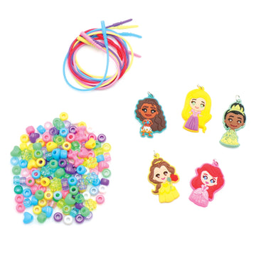 Disney Princess Necklace Activity Case - Jewelry Making Kit with Beads, Charms & Strings - Create Custom Princess Necklaces - Craft Gift for Girls