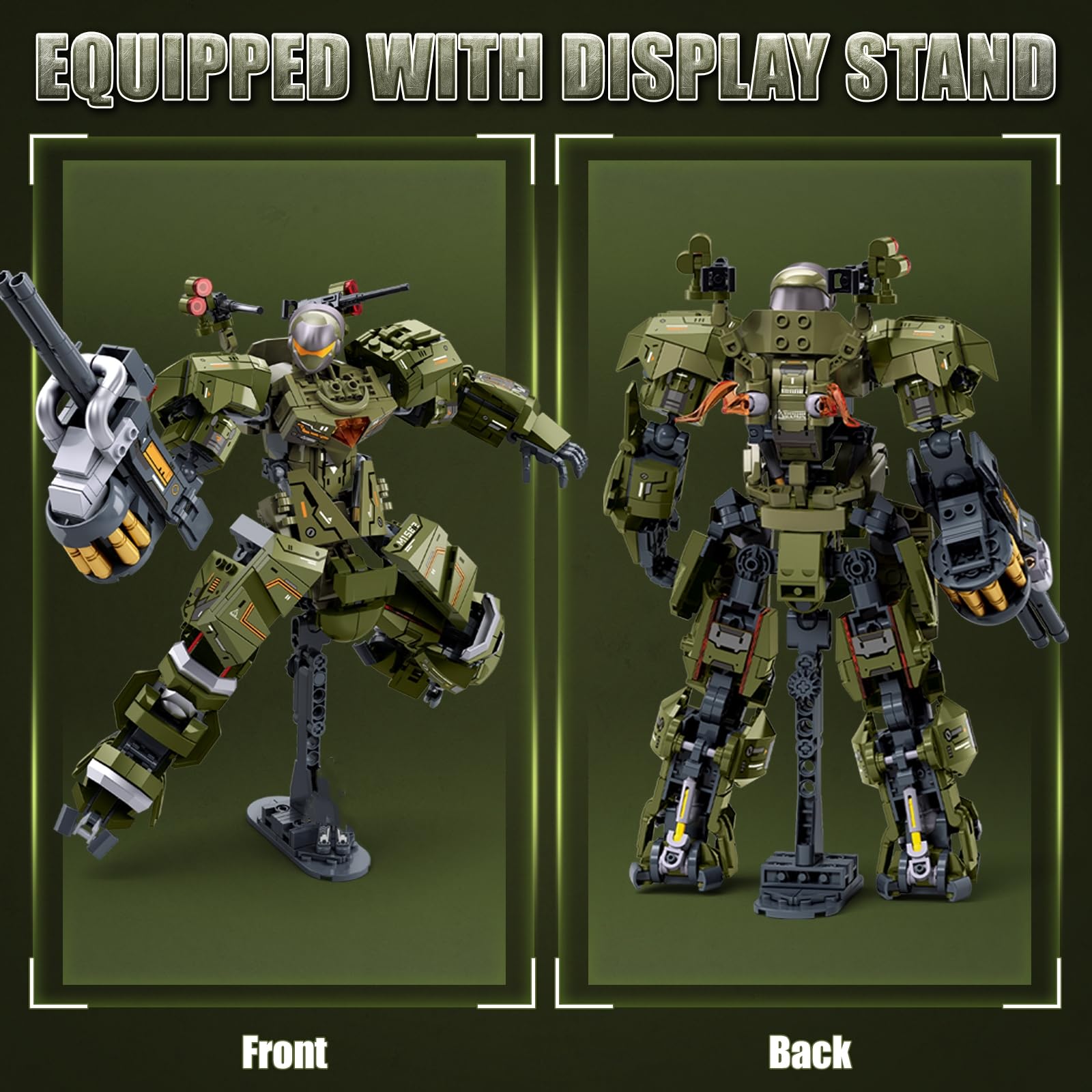 HIGH GODO Main Battle Mech Robot Transforming Building Blocks Set for Adults,City Warrior Justice Hero Soldier Mech Model Building Kit, Cool Creative