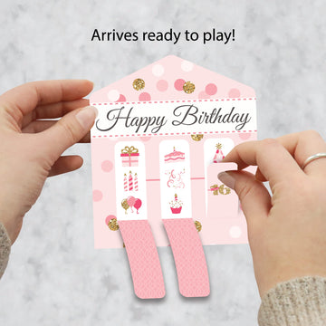 Big Dot of Happiness Sweet 16-16th Birthday Party Game Pickle Cards - Pull Tabs 3-in-a-Row - Set of 12