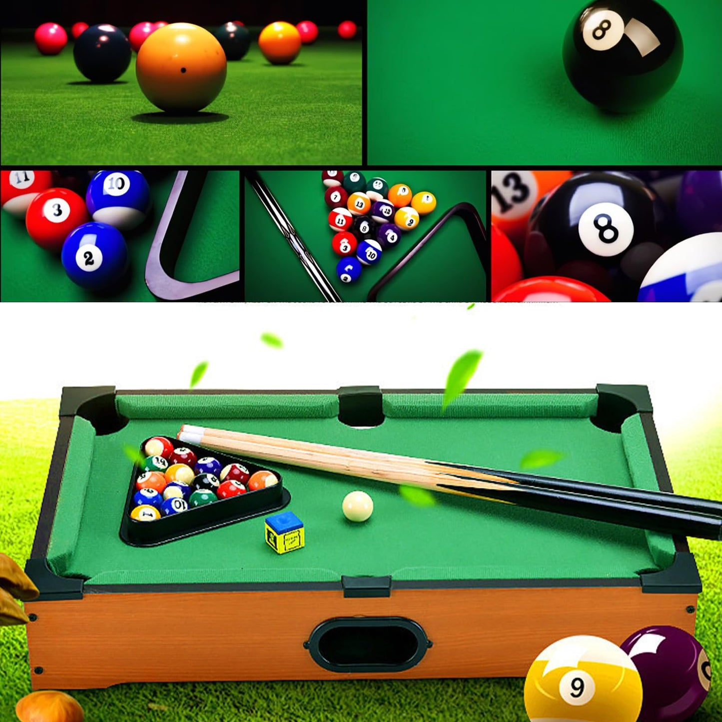 Hora de Lima Mini Pool Table for Kids Mini Billiards Table-Top Game Pool Table Toy for Cat Pool Tables Fun for Kids Birthday Children's Day Gift (14")