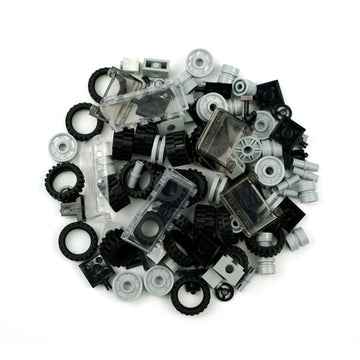Pamvava Wheels and Axles Sets Tires, 102 Car Parts and Pieces, Windshield Steering Wheel Chassis Bricks Educational Toys