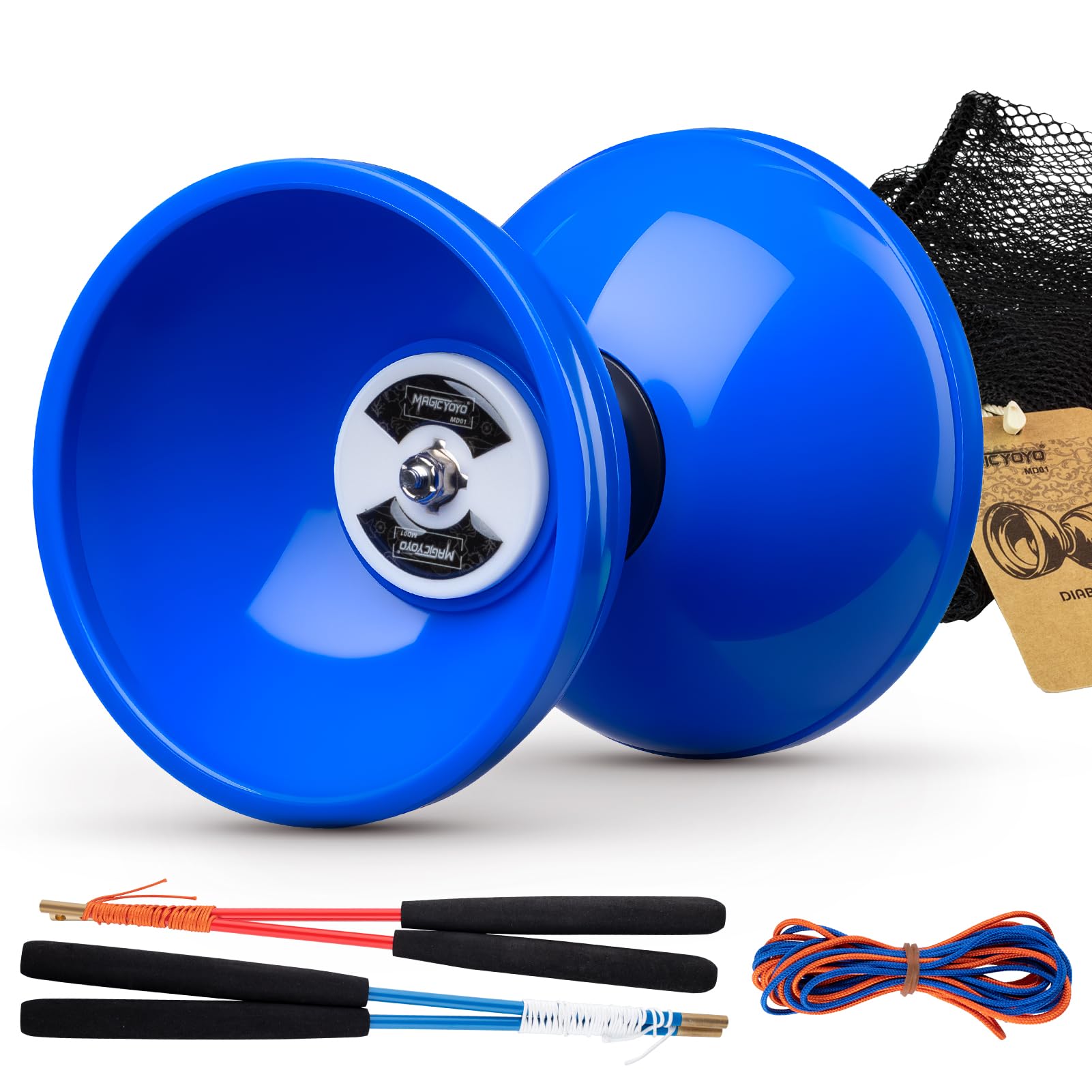 MAGICYOYO Pro Triple Bearing Diabolo Yoyo for Kids 8-12 & Adults - Blue