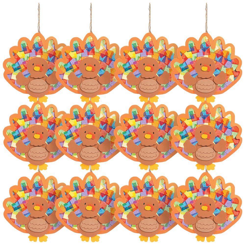 Turkey Tissue Acetate Craft Kit - 12 - Crafts for Kids and Fun Home Activities