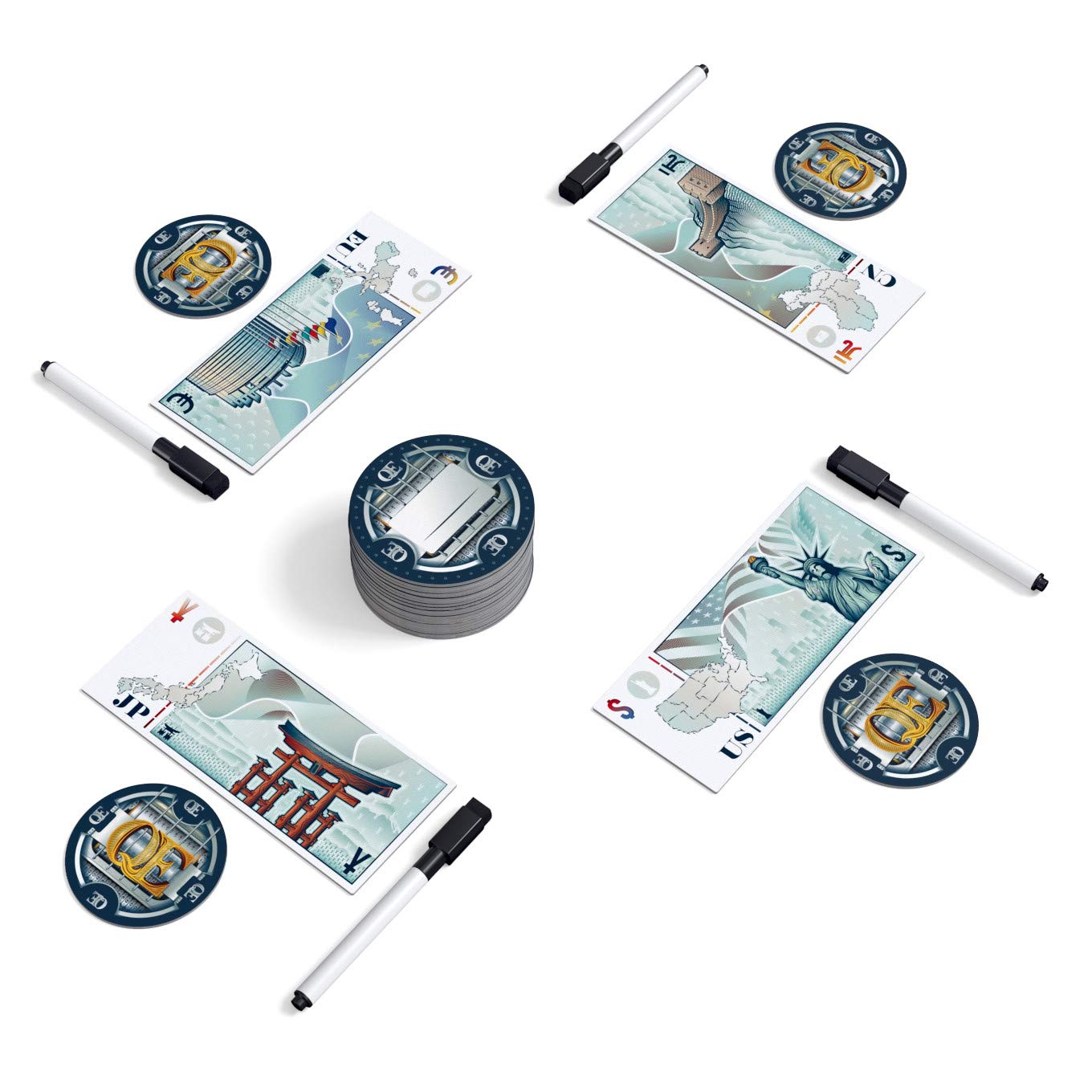Allplay QE (Quantitative Easing) Board Game | Economic Auction Bidding Game for Families & Adults | 3-5 Players, 30 Min Playtime, Strategy Party Game
