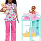 Barbie Careers Baby Doctor Playset with Brunette Doll Wearing Scrubs, 2 Baby Dolls, Examination Table & Accessories