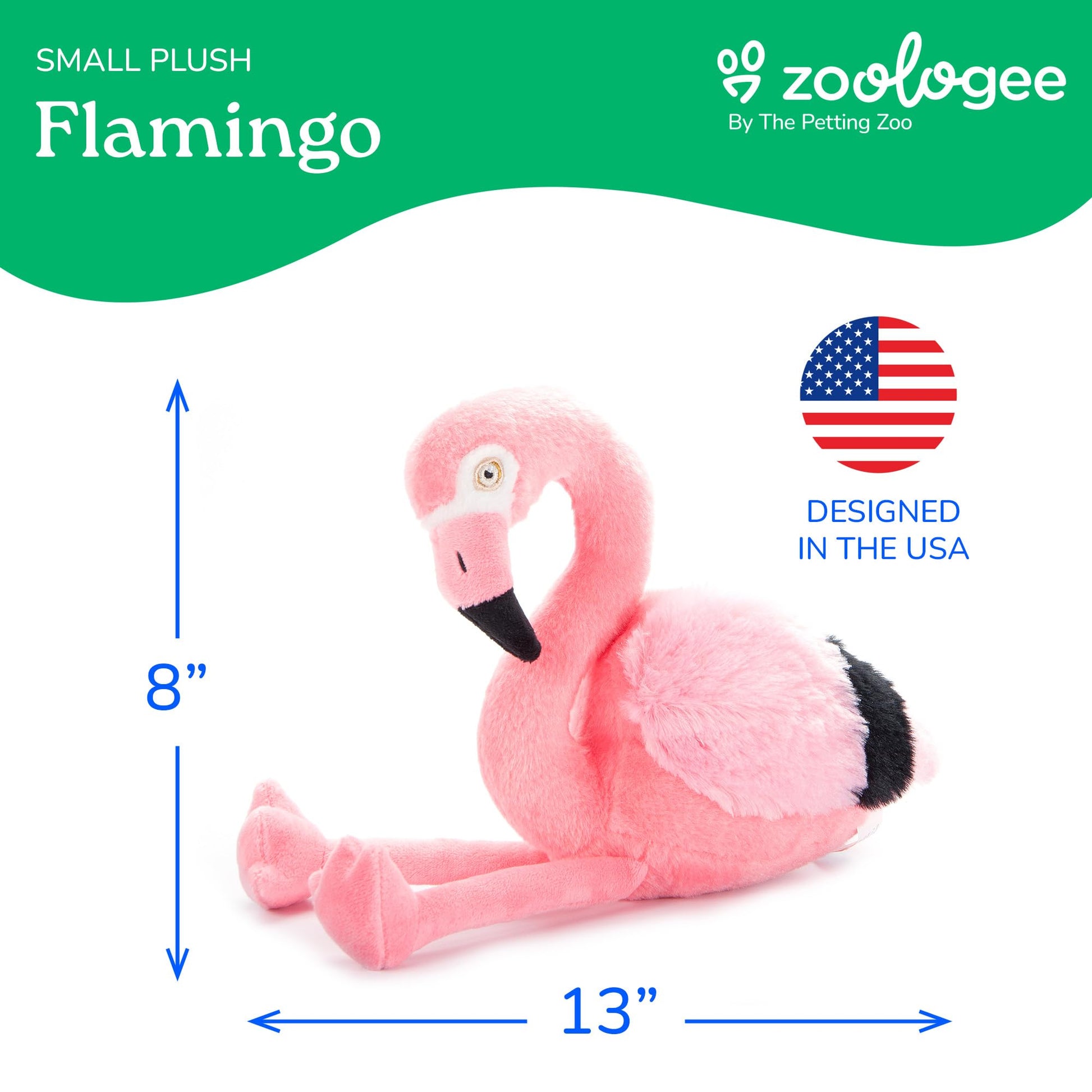 The Petting Zoo Flamingo Stuffed Animal Plushie, Gifts for Kids, Earth Keeperz Wildlife Animals, Zoologee Pink Flamingo Plush Toy, 13 inches