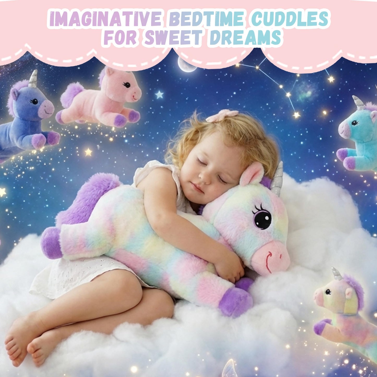 little tigers Unicorn Mommy Stuffed Animal with 4 Babies in Tummy, 5-in-1 Soft Unicorn Plush Toy Pillow, Stuffed Animal Gifts for Girls Kids Toddlers