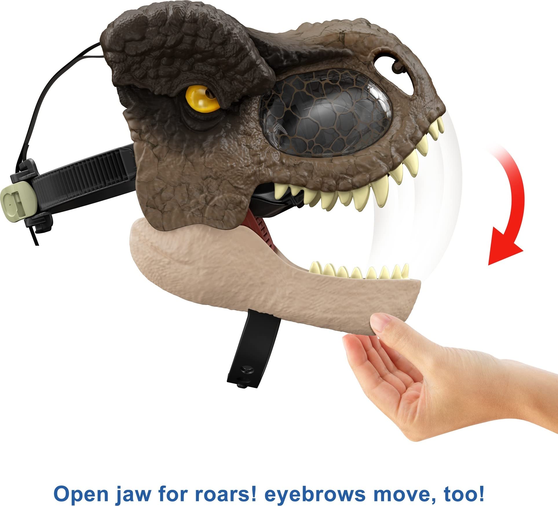 Mattel Jurassic World Dominion Chomp N Roar Tyrannosaurus Rex Dinosaur Mask with Motion & Sounds, T Rex Role-Play Toy