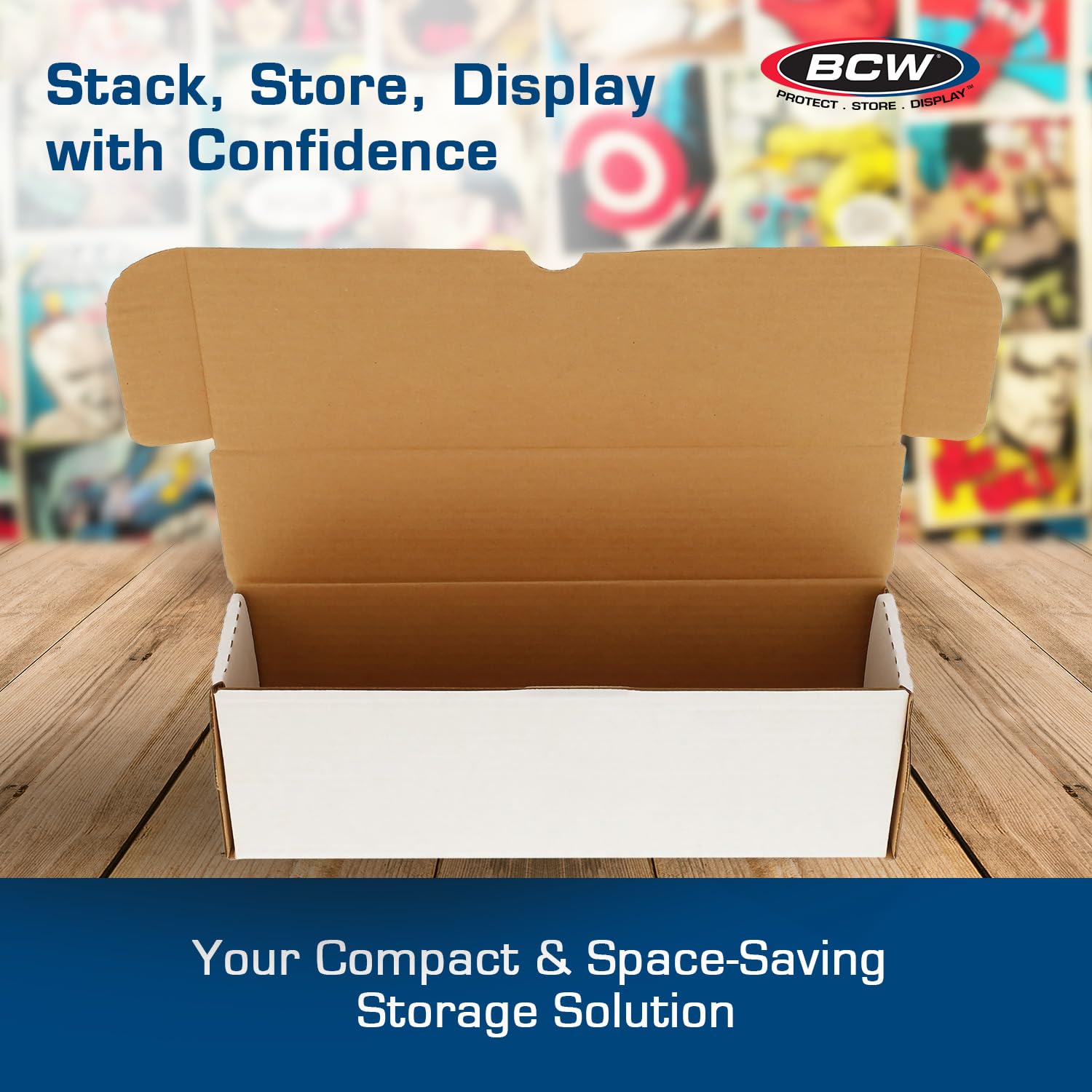 BCW 14-Inch Semi-Rigid #1 Storage Box - 1 Pack | Holds 350 Semi-Rigid Card Holders | Vertical Card Organizer | Ideal for Sports, Trading Cards