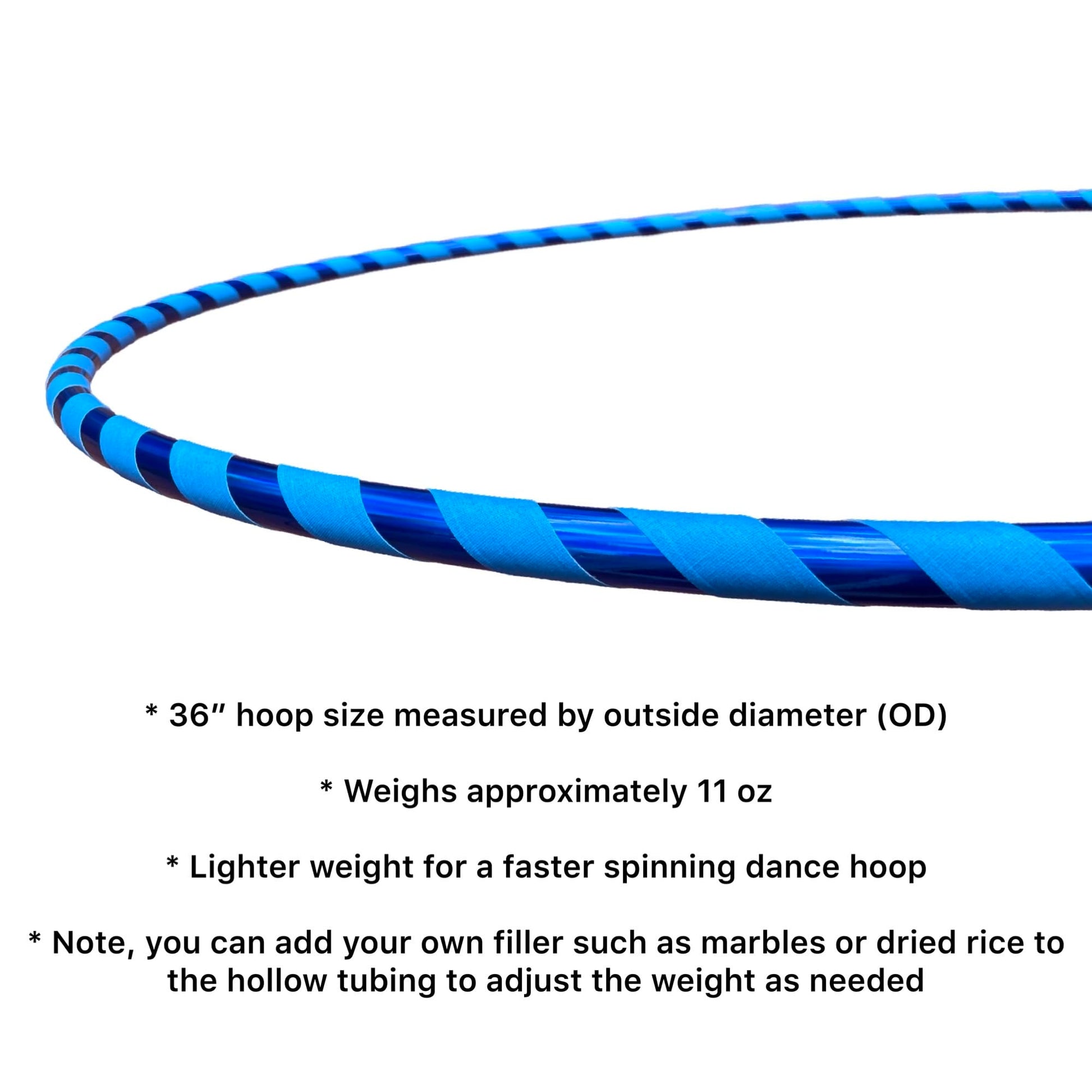 SpinMajik 36" Blue Dance Hula Hoop | Lighter Weight at 11 oz | Made in the USA